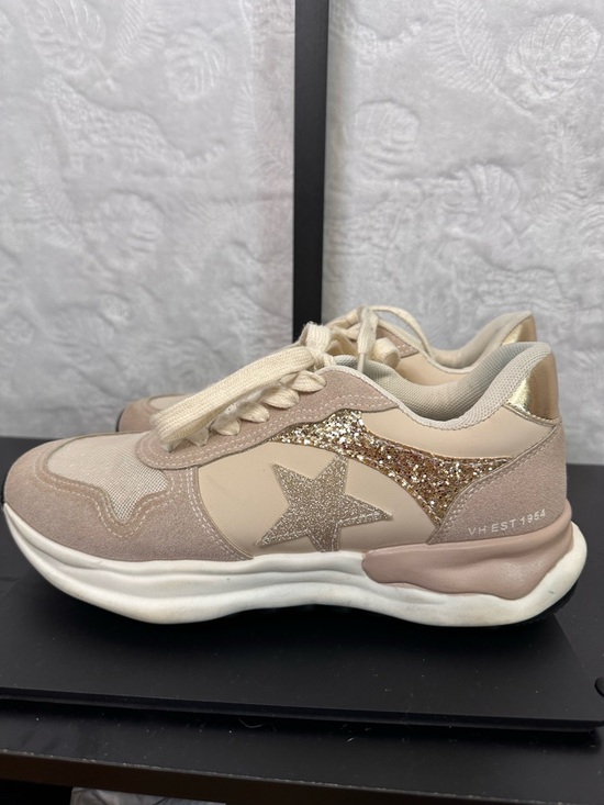 Vintage Havana Shoes - Vintage Havana Cream and Gold Glitter Star Sneakers